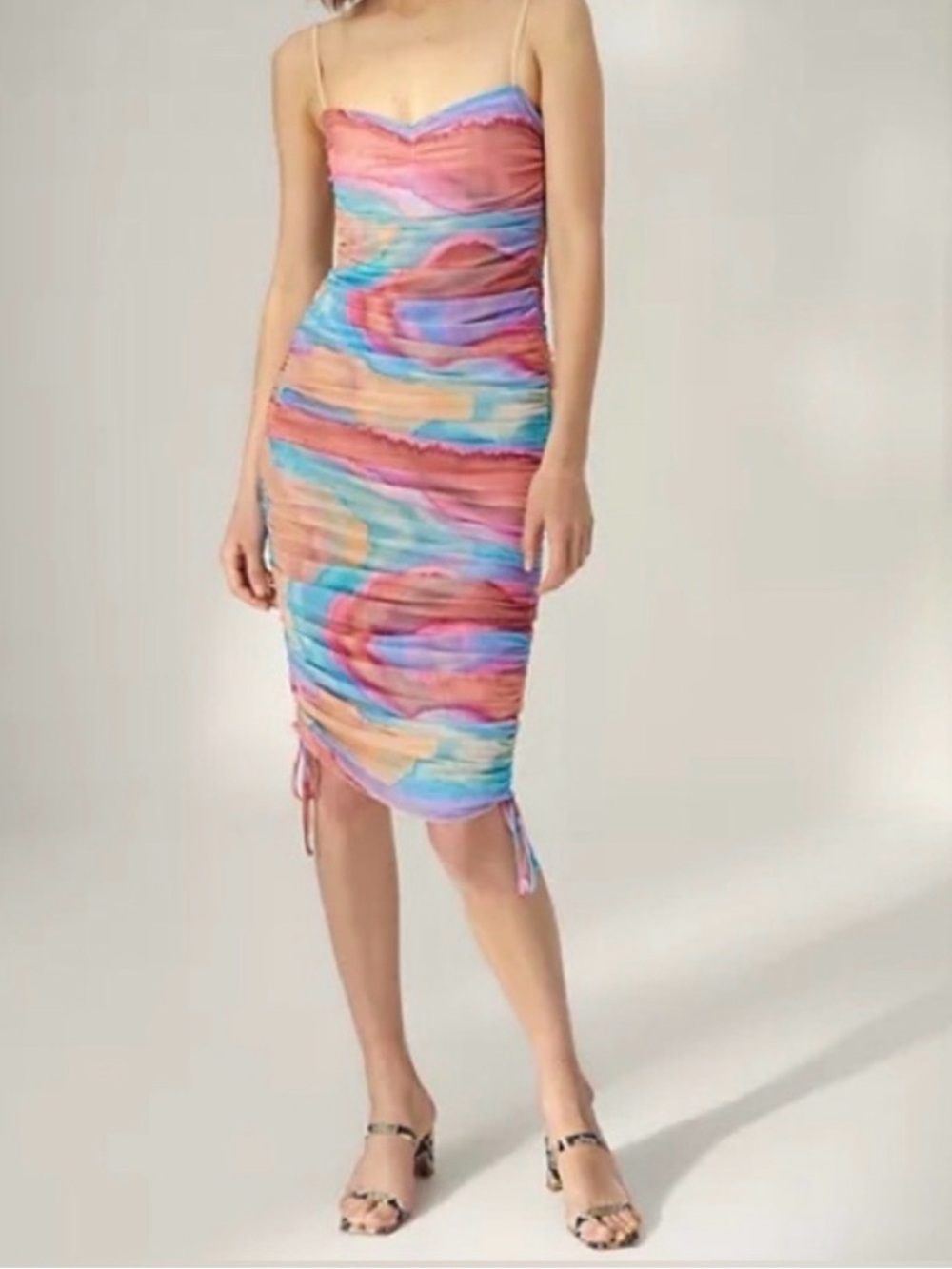 NWOT Aritzia Wilfred Watercolor Ruched Midi